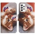For Samsung Galaxy A53 5G Painted Pattern Horizontal Flip Leather Phone Case(Butterfly Cat)