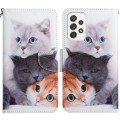 For Samsung Galaxy A53 5G Painted Pattern Horizontal Flip Leather Phone Case(Three Cats)