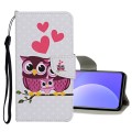 For Xiaomi Redmi Note 10 4G Colored Drawing Pattern Flip Leather Case(Owl Family)