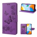 For Xiaomi Redmi 10C Butterfly Embossed Leather Phone Case(Purple)