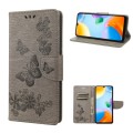 For Xiaomi Redmi 10C Butterfly Embossed Leather Phone Case(Grey)