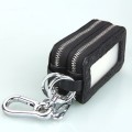9075 Universal Crocodile Texture Genuine Leather Double Zipper Car Key Case(Black)