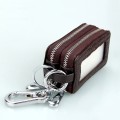 9075 Universal Crocodile Texture Genuine Leather Double Zipper Car Key Case(Coffee)