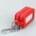 9075 Universal Crocodile Texture Genuine Leather Double Zipper Car Key Case(Red)