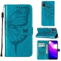 For Alcatel 1L 2021 Embossed Butterfly Leather Phone Case(Blue)