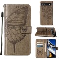 For Google Pixel 6a 5G Embossed Butterfly Leather Phone Case(Grey)