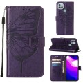 For Infinix Hot 10i / Smart 5 Pro Embossed Butterfly Leather Phone Case(Dark Purple)