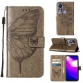 For Infinix Hot 11s Embossed Butterfly Leather Phone Case(Grey)
