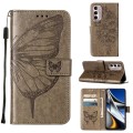 For Motorola Moto G Stylus 4G 2022 Embossed Butterfly Leather Phone Case(Grey)