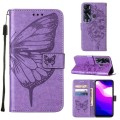 For Tecno Pova Neo Embossed Butterfly Leather Phone Case(Dark Purple)