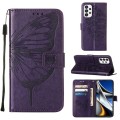 For Samsung Galaxy A73 5G Embossed Butterfly Leather Phone Case(Dark Purple)