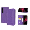 For Sony Xperia 1 IV Woven Texture Stitching Magnetic PU Leather Phone Case(Purple)