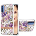 For Motorola Moto E20 / E30 / E40 Ring IMD Flowers TPU Phone Case(Purple Peony)