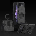 For Samsung Galaxy Z Flip3 5G GKK Sliding Camshield Magnetic Armor Flip Phone Case with Ring Holder(