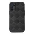 For OPPO A16 Weave Plaid PU Phone Case(Black)