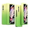 For Samsung Galaxy Z Fold3 5G Gradient Color Hinge Flip Phone Case With Film(Green)