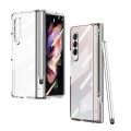 For Samsung Galaxy Z Fold3 5G 360 Full Body Electroplating Hinge Phone Case with Stylus(Transparent)