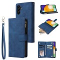 For Samsung Galaxy A13 5G Multifunctional Frosted Zipper Wallet Leather Phone Case(Blue)