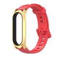 For Xiaomi Mi Band 6 / 5 / 4 / 3 Mijobs Flat Hole Silicone Watch Band, Style:GT Case(Red+Gold)