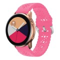 For Samsung Galaxy Watch4 40/44mm Plum Blossom Hollowed Silicone Watch Band(Luminous Pink)