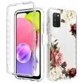 For Samsung Galaxy A03s PC+TPU Transparent Painted Phone Case(Rose)