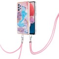 For Samsung Galaxy A13 4G Electroplating IMD TPU Phone Case with Lanyard(Blue Marble)