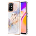 For OPPO A94 5G / A95 5G Electroplating IMD TPU Phone Case with Ring(White Marble)