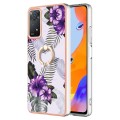 For Xiaomi Redmi Note 11 Pro 5G / 4G Global Electroplating IMD TPU Phone Case with Ring(Purple Flowe