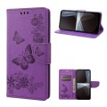 For Sony Xperia 10 IV Butterfly Embossed Horizontal Flip Leather Phone Case(Purple)