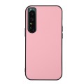 For Sony Xperia 1 IV Accurate Hole Two-color Litchi Texture PU Phone Case(Pink)