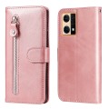 For OPPO Reno7 4G / F21 Pro 4G Calf Texture Zipper Leather Phone Case(Rose Gold)