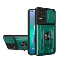 For Motorola Moto G100 Sliding Camshield TPU+PC Phone Case with Card Slot(Dark Green)