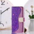 For Xiaomi Redmi 10C Laser Glitter Powder Crocodile Texture Leather Phone Case(Purple)