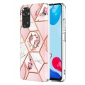 For Xiaomi Redmi Note 11s / Note 11 4G Foreign Splicing Marble Flower Pattern TPU Ring Holder Case(P