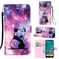 For Nokia G50 Colored Drawing Plain Weave Leather Phone Case(Panda Baby)