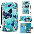 For Nokia G50 Colored Drawing Plain Weave Leather Phone Case(Heart Butterfly)