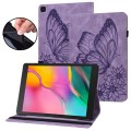 For Samsung Galaxy Tab A 8.0 2019 T290/T295 Big Butterfly Embossed Leather Tablet Case(Purple)