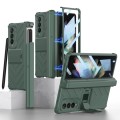 For Samsung Galaxy Z Fold3 5G GKK Integrated Magnetic Armor Flip Phone Case With Pen Box(Dark Green)
