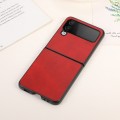 For Samsung Galaxy Z Flip4 Two-color Calf Texture Shockproof Phone Case(Red)