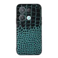For OPPO Reno8 Pro+ 5G China / 8 Pro 5G Foreign Crocodile Top Layer Cowhide Leather Phone Case(Cyan