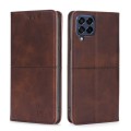 For Samsung Galaxy M53 5G Cow Texture Magnetic Horizontal Flip Leather Phone Case(Dark Brown)