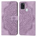 For Samsung Galaxy A21s Mandala Embossed Flip Leather Phone Case(Purple)