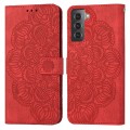 For Samsung Galaxy S21 5G Mandala Embossed Flip Leather Phone Case(Red)