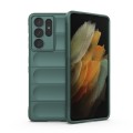 For Samsung Galaxy S21 Ultra  5G Magic Shield TPU + Flannel Phone Case(Dark Green)