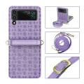 For Samsung Galaxy Z Flip3 5G Embossed Chain Folding Phone Case(Purple)