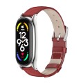 For Xiaomi Mi Band 7 / 7 NFC MIJOBS Plus Genuine Leather Watch Band(Red Silver)