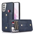 For Samsung Galaxy S21 FE 5G Wristband Kickstand Wallet Leather Phone Case(Blue)