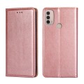 For Motorola Moto E40 Gloss Oil Solid Color Magnetic Leather Phone Case(Rose Gold)