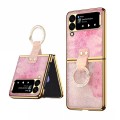 For Samsung Galaxy Z Flip3 5G Ring Buckle Diamond Phone Case with Holder(Pink Color)