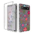 For Google Pixel 6a PC+TPU Transparent Painted Phone Case(Small Floral)